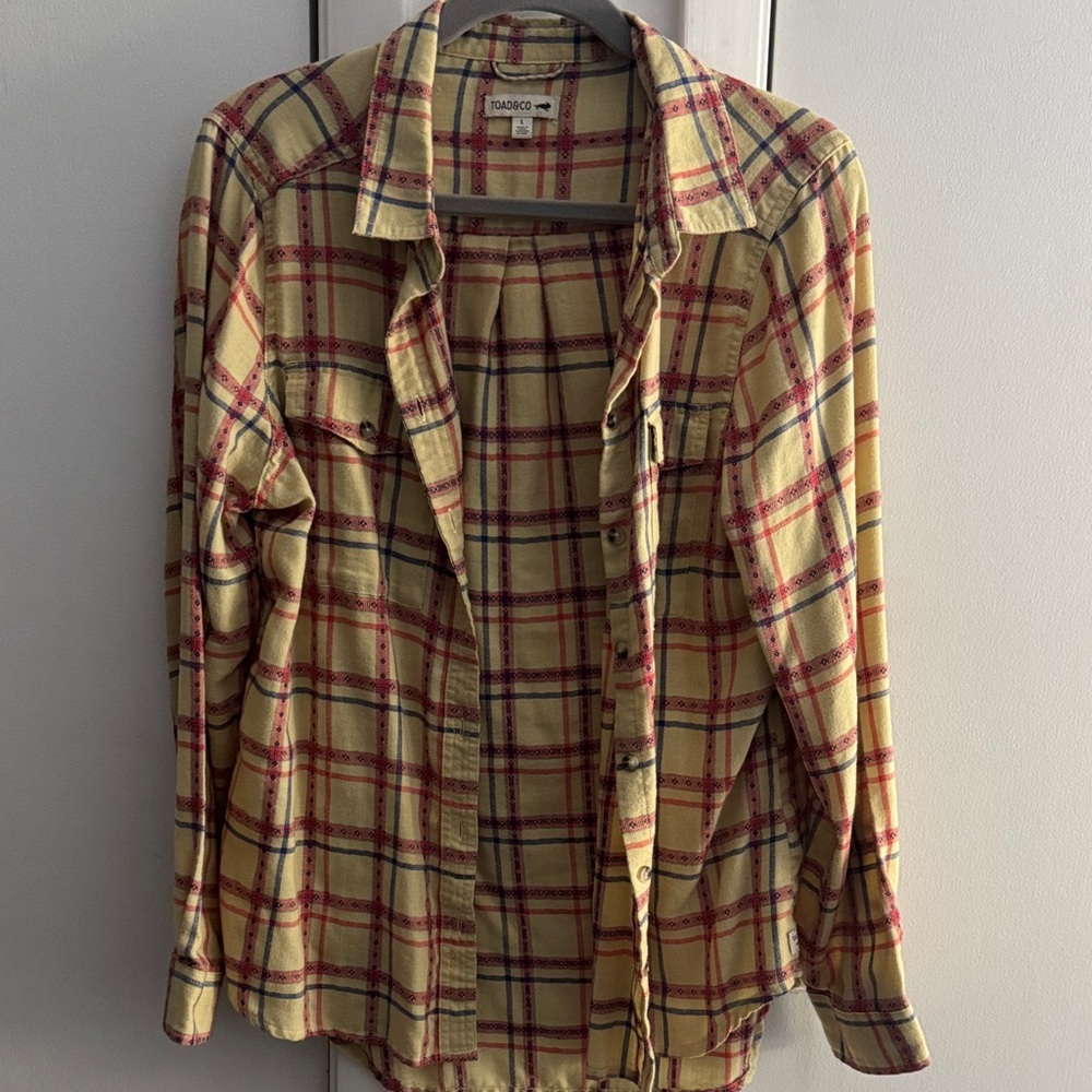 Toad&Co Women's Red and Yellow Plaid Button Down Shirt
